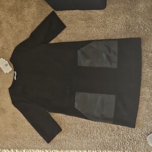 NWT iltm i love tyler maddison black Fatima faux suede shirt dress, size M